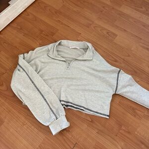 Blue Blush Light Gray Half-Zip Sweater